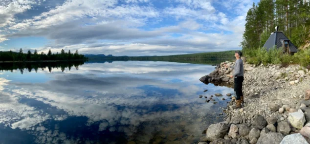 Flugfiske i Storån, dimmig morgon